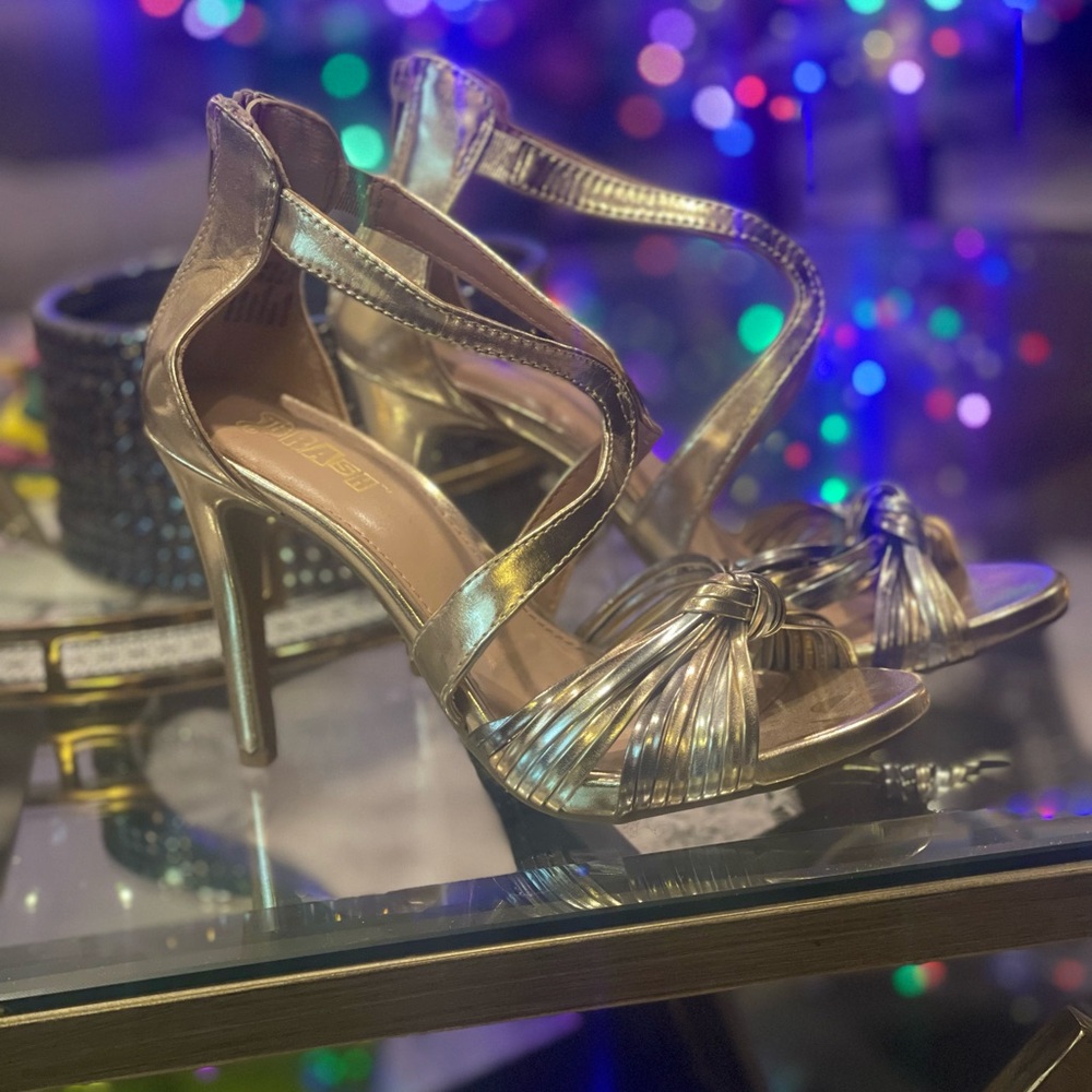 Brash Metallic Gold Strappy Heels